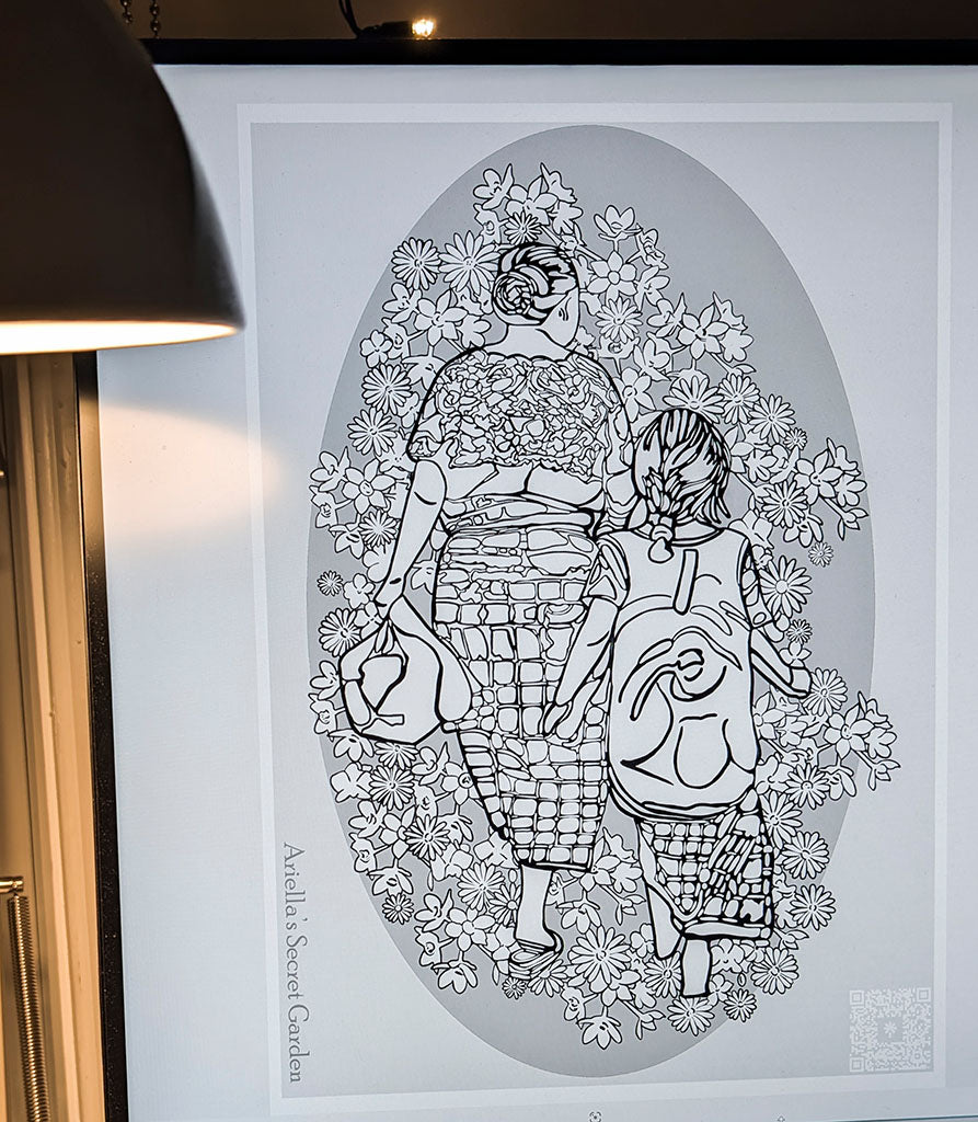 Digital Colouring Page - women and girl