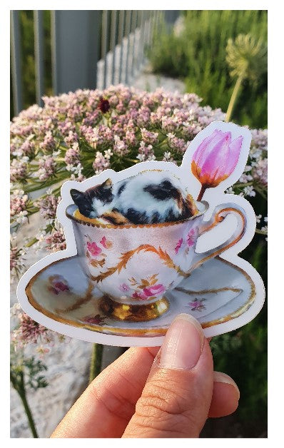 Cat In Cup - Sticker