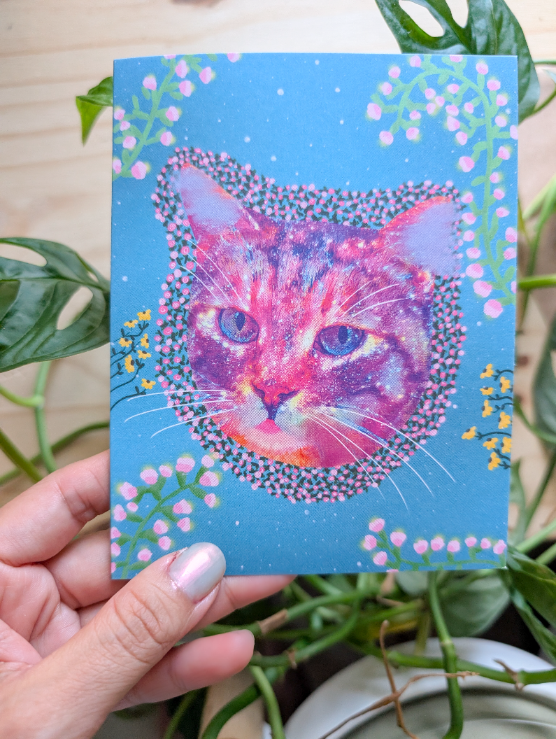 Greeting card - Pink Cat