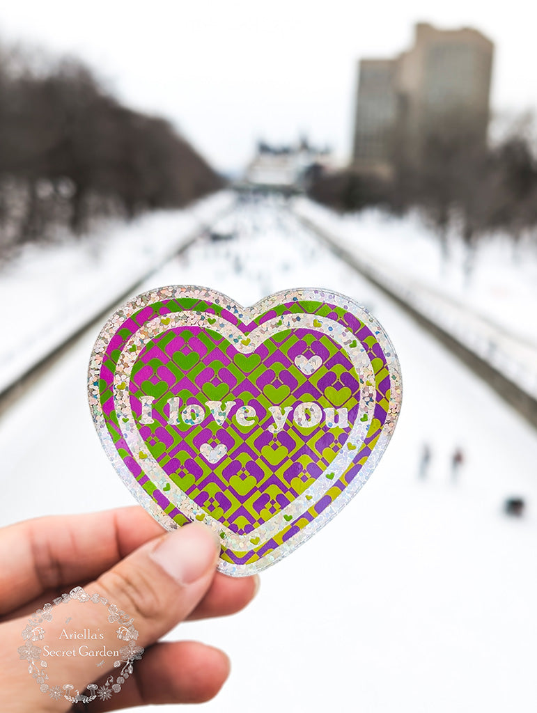 Glitter Sticker- "I love you"